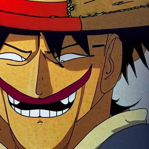 Image similar to [ luffy mustache ] ( by takao saito )