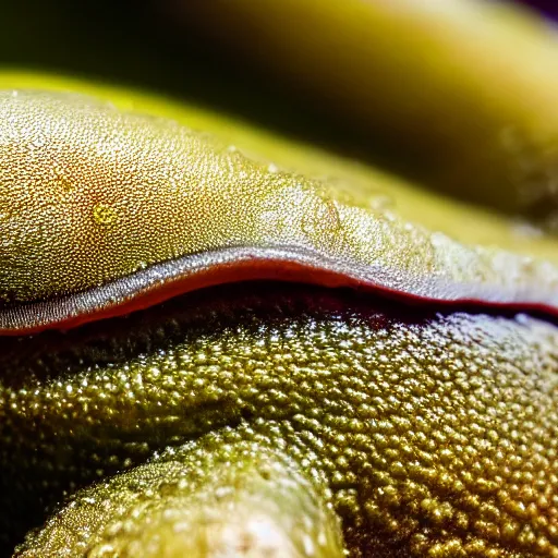 Image similar to giant slug smiling, high res, closeup, photography,