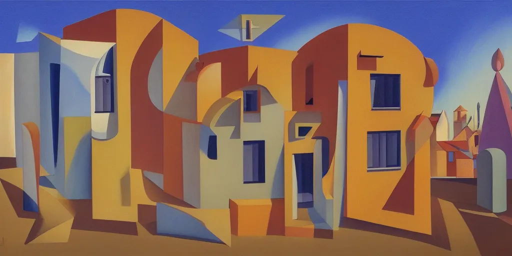 Prompt: a surrealist painting of a house by olexandr archipenko, 4 k, trending on artstation