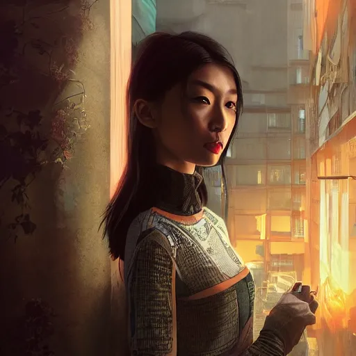 Image similar to highly detailed portrait, asian supermodel, in gta v, stephen bliss, unreal engine, fantasy art by greg rutkowski, loish, rhads, ferdinand knab, makoto shinkai and lois van baarle, ilya kuvshinov, rossdraws, tom bagshaw, global illumination, radiant light, detailed and intricate environment