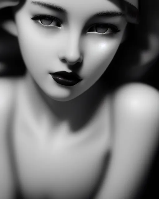 Image similar to black and white dreamy young beautiful female artificial intelligence, cinematic, rim light, photo - realistic, elegant, high detail, 8 k, masterpiece, photo taken in 1 9 3 0