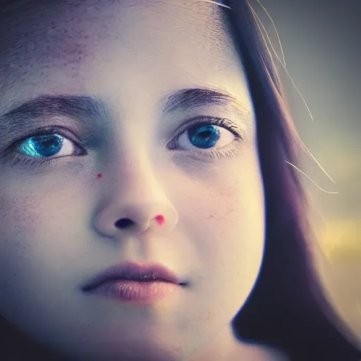 Prompt: a portrait of an girl's abstract face 3 d. depth of field. lens flare