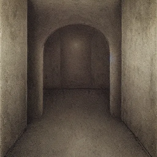 Image similar to scary, empty, liminal space, backrooms made by zdzislaw beksinski