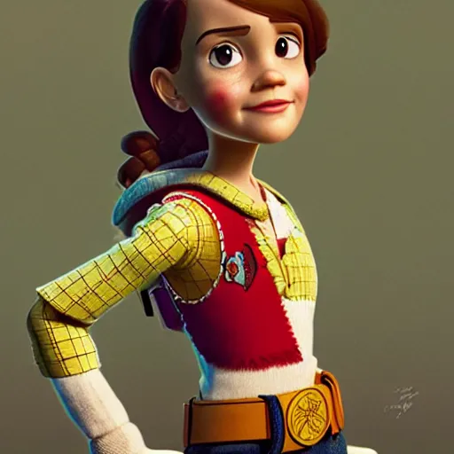 Image similar to Emma Watson as a toy in Toy Story 3, intricate, highly detailed, digital painting, artstation, concept art, sharp focus, illustration, art by greg rutkowski and alphonse mucha