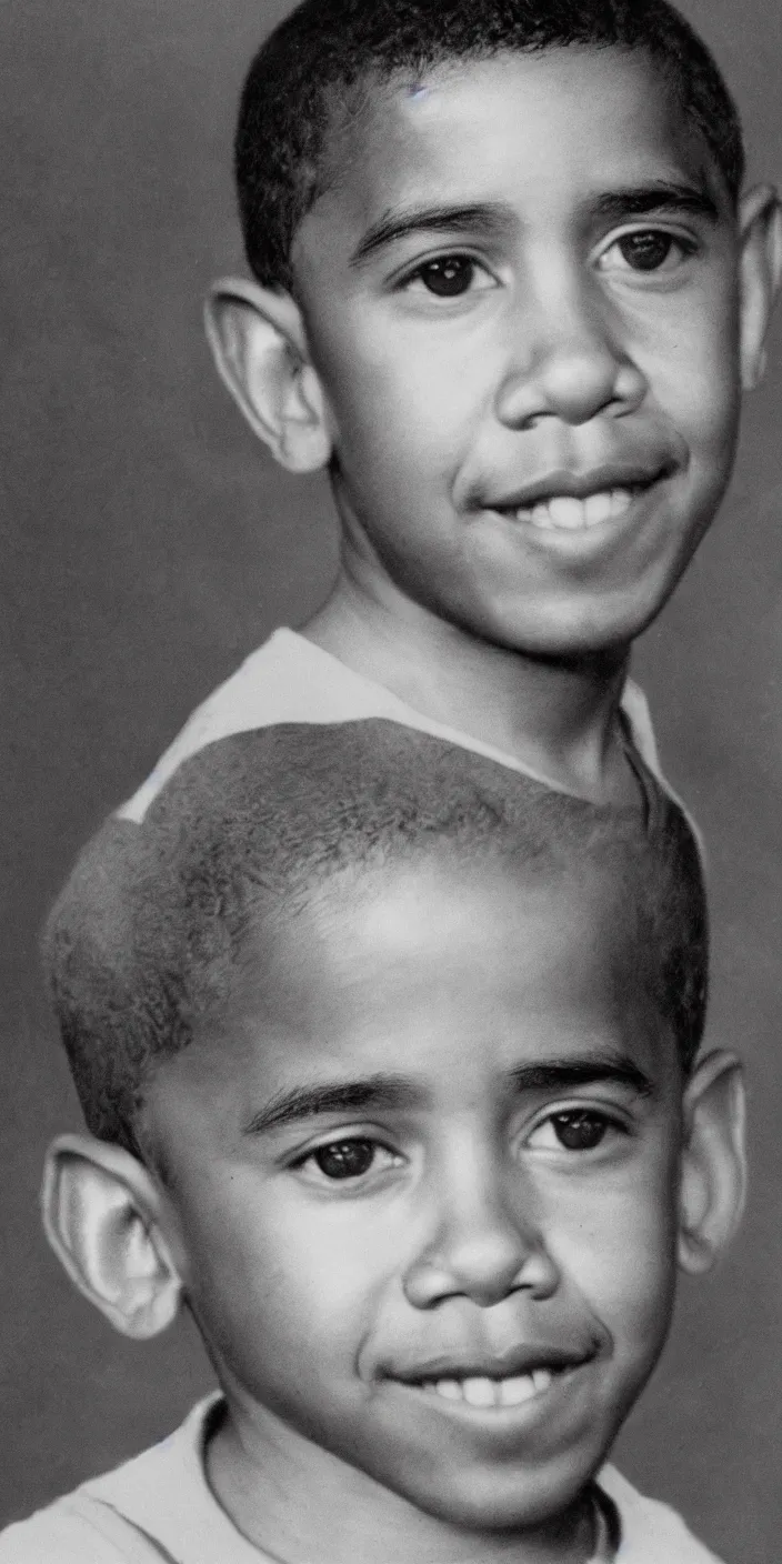 Image similar to character portrait close - up barack obama as a young child