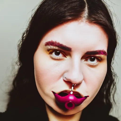 Image similar to a woman with a septum piercing