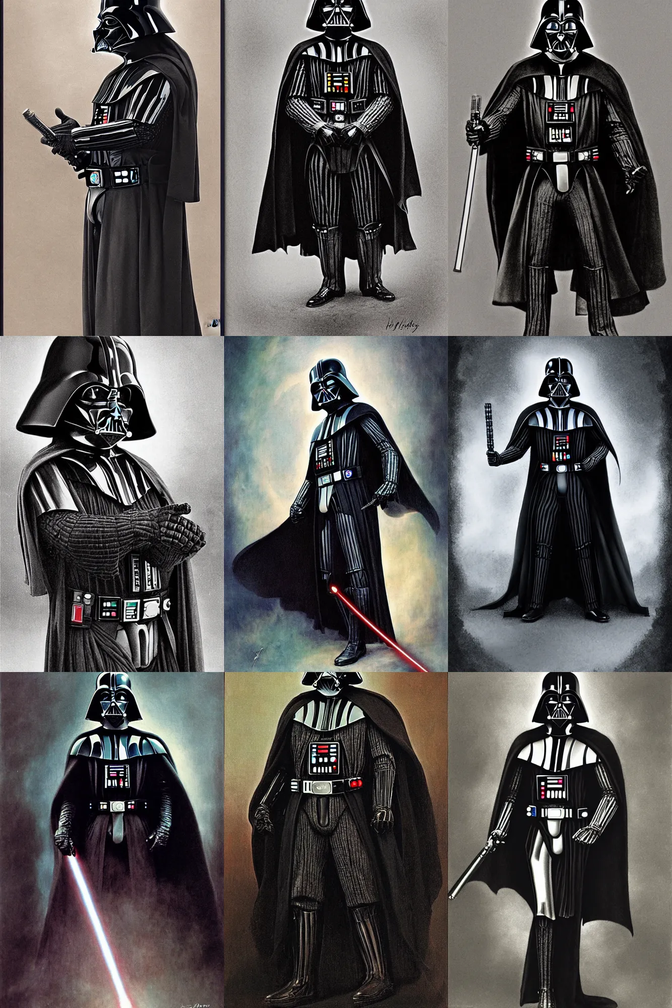 Prompt: Darth Vader, portrait by Hans Zatzka
