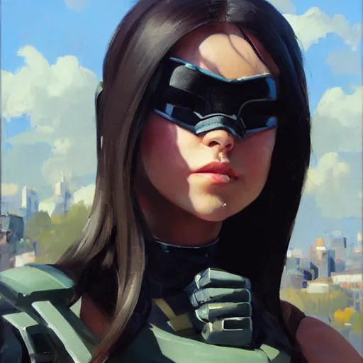 Image similar to greg manchess portrait painting of partially armored x - 2 3 laura kinney as overwatch character, medium shot, asymmetrical, profile picture, organic painting, sunny day, matte painting, bold shapes, hard edges, street art, trending on artstation, by huang guangjian and gil elvgren and sachin teng