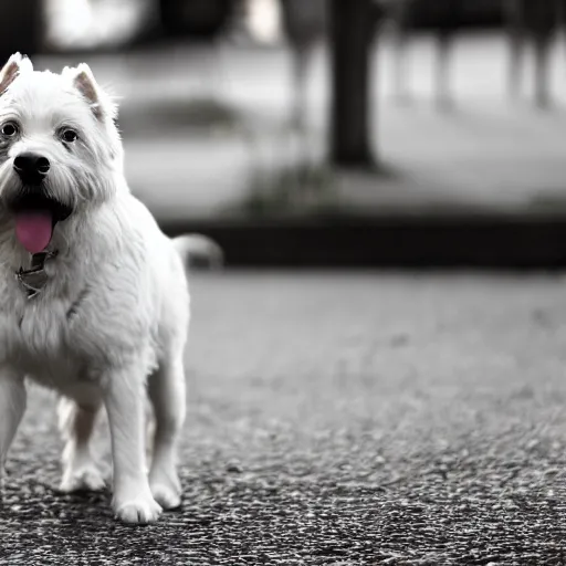 Image similar to a Nobel white dog, trending wallpaper, black background, hyper realistic