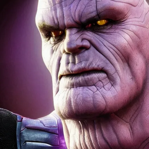 Image similar to ( pope ) thanos!!, purple skin, josh brolin, realistic, highly detailed