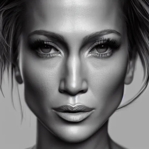 Image similar to hyperrealist portrait of jennifer lopez, photo realistic, dynamic lighting, artstation, poster, volumetric lighting, very detailed faces, 4 k, award winning