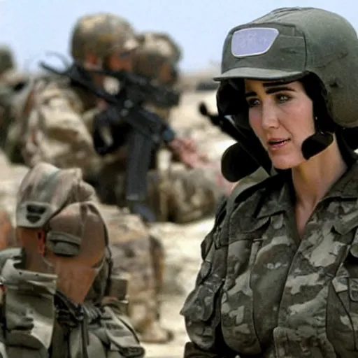 Prompt: still of jennifer connelly in iraq ( 2 0 0 3 )