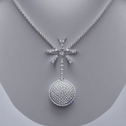 Image similar to a silver constellation necklace pendant, 3 d rendering, in the style of pandora, tiffany, swarovski, van cleef & arpels, cartier, boucheron, bulgari, chaumet, elegant, noble, stylish