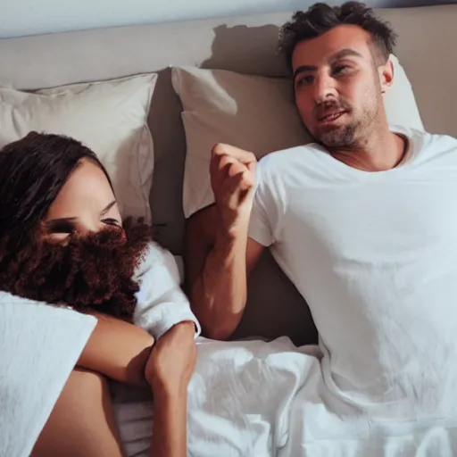 Image similar to couple waking up & saying good morning