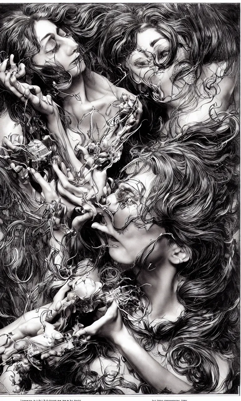 Image similar to fragrance advertising campaign by bernie wrightson, highly detailed