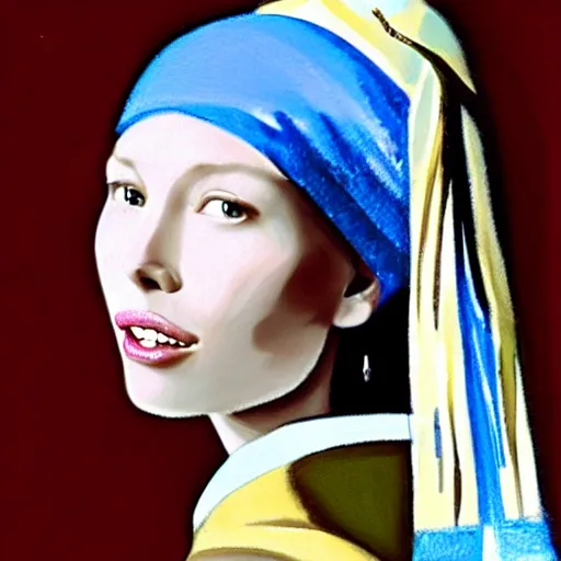 Image similar to jessica biel, girl with pearl earring