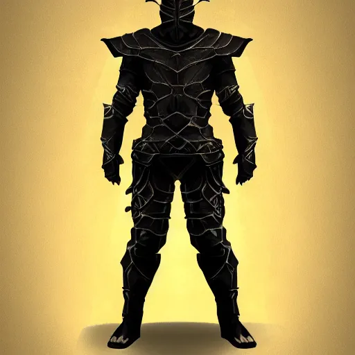 Prompt: a highly detailed digital art of a man wearing a epic shadow armor