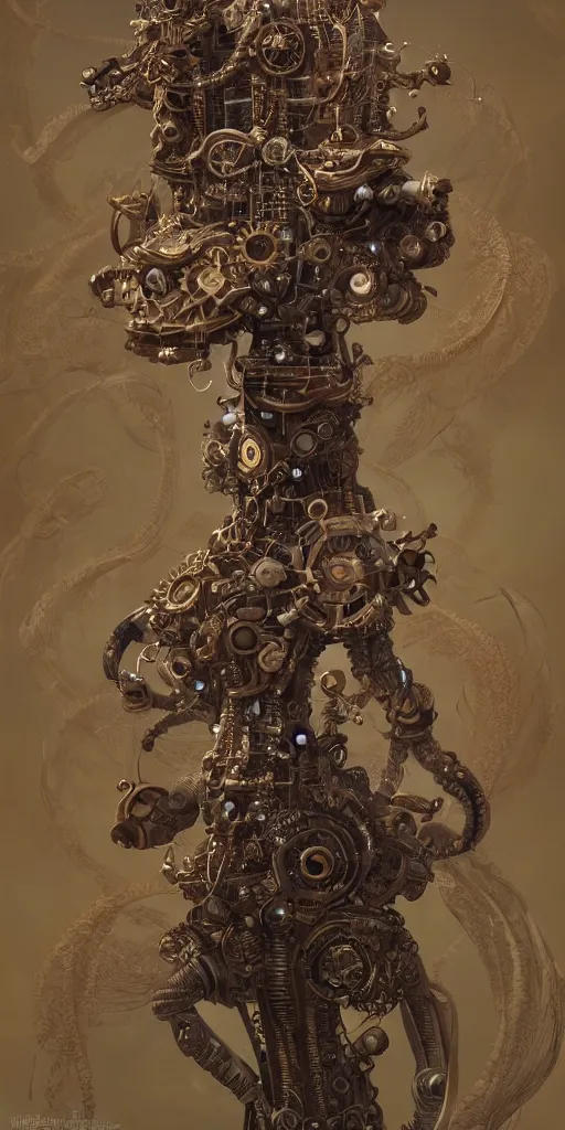 Prompt: 3d steampunk tubeworm, intricate, elegant, highly detailed, digital painting, concept art, smooth, sharp focus, art style from Wang Ke and Greg Rutkowski and Bruce Kaiser and Scott Robertson and Dmitry Mazurkevich and Doruk Erdem and Jon Sibal, small style cue from blade runner and dune, game character design, blank background