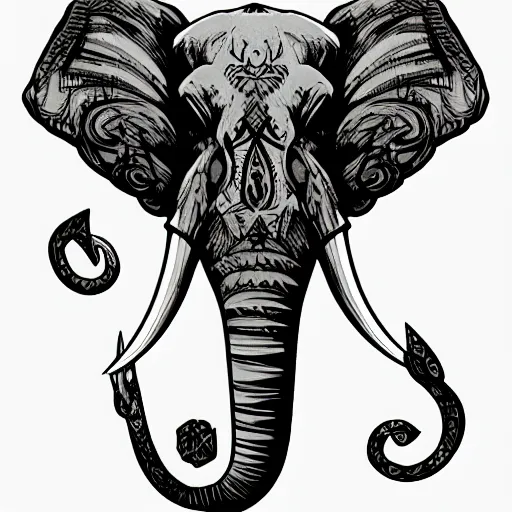 Prompt: elephant skull character art, pathfinder digital