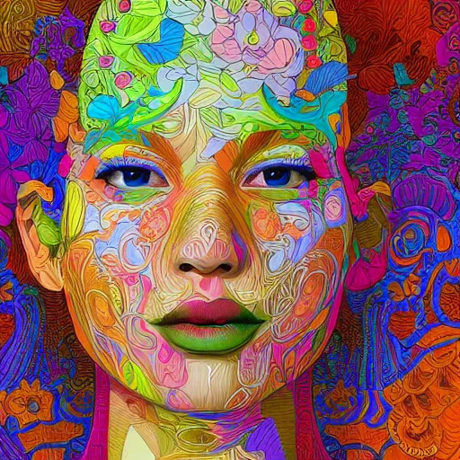 Image similar to the portrait of a beautiful young woman partially made up of peppers of all colors, an ultrafine detailed illustration by james jean, intricate linework, bright colors, final fantasy, behance contest winner, vanitas, angular, altermodern, unreal engine 5 highly rendered, global illumination, radiant light, detailed and intricate environment