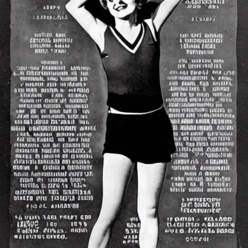 Prompt: a 1 9 2 8 poster. happy, healthy, smiling, sporty, glowing greta garbo in athletic wear.