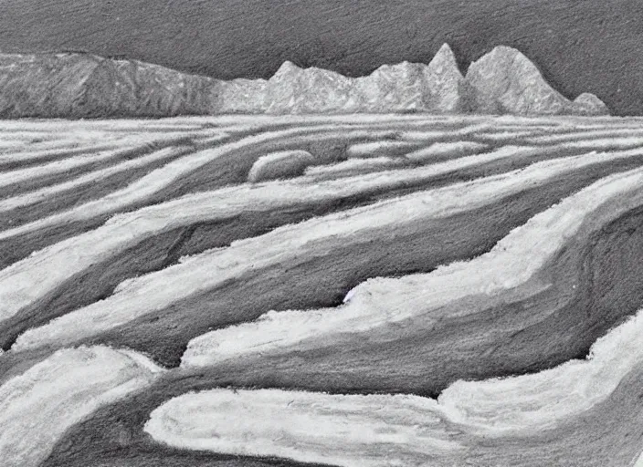 Image similar to a giant salt pale spears the land turning all to salt, sketch, landscape, detailed, disaster