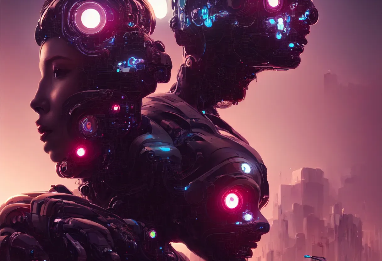 Image similar to portrait of a female cyborg. intricate abstract. intricate artwork, by tooth wu, wlop, beeple, dan mumford. concept art, octane render, trending on artstation, greg rutkowski very coherent symmetrical artwork. cinematic, key art, hyper realism, high detail, octane render, 8 k, iridescent accents