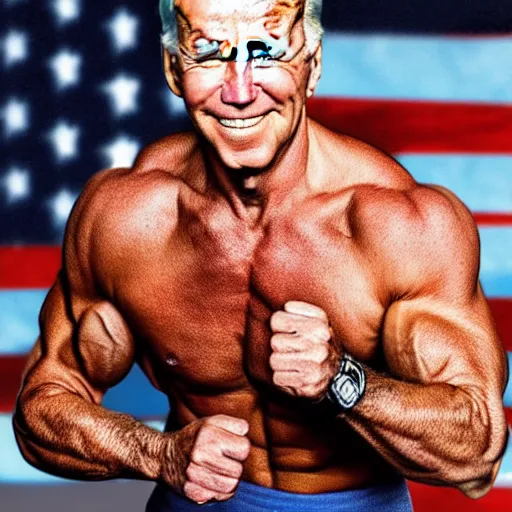 Image similar to muscular joe biden ( ( ( (, highly detailed, high quality, hd, 4 k, 8 k, canon 3 0 0 mm, professional photographer, 4 0 mp, lifelike, top - rated, award winning, realistic, sharp, no blur, edited, corrected, trending ) ) ) )