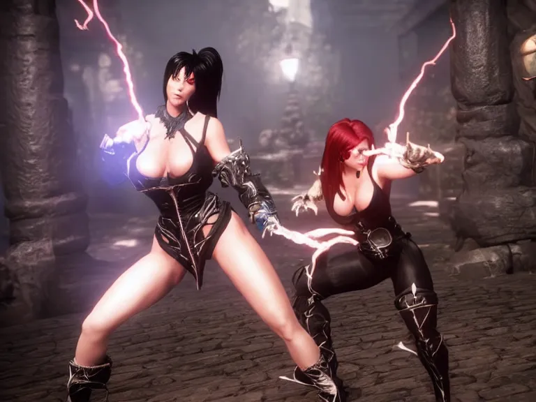 Image similar to Elvira in in Mortal Kombat 11, PS5, 5k, in-game cimematic, official media