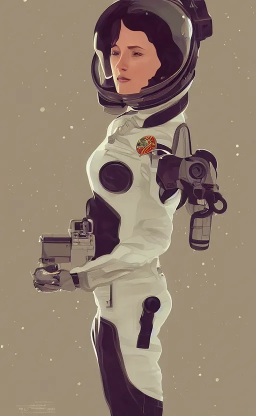 Prompt: astronaut woman, highly detailed, digital painting, artstation, standing, facing camera, concept art, smooth, sharp focus, illustration, art by artgerm and alphonse mucha, high definition digital art, dramatic lighting, in the style of ilya kuvshinov and Ross tran