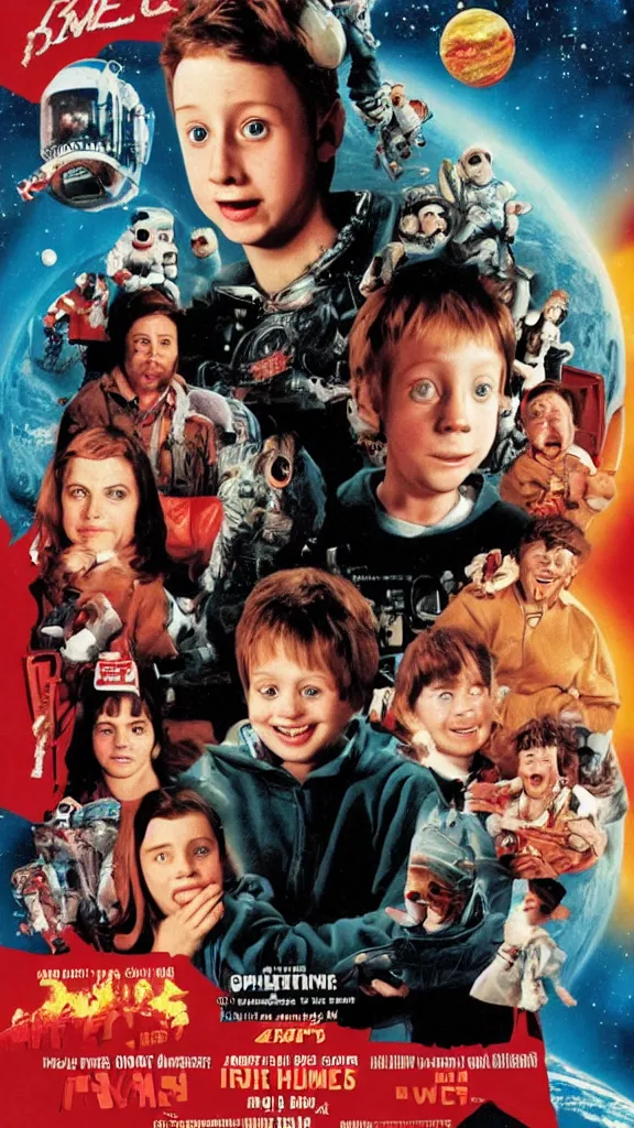 Image similar to Movie poster, Kevin from home alone is lost in space, highly detailed sci-fi