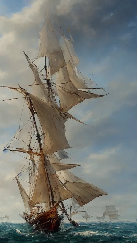a beautiful painting of a spanish brigantine moored | Stable Diffusion ...