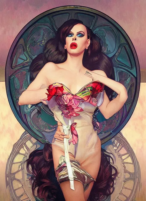 Image similar to katya, drag queen, painting by artgerm and greg rutkowski and alphonse mucha