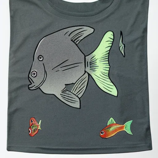 Prompt: fish under t - shirt