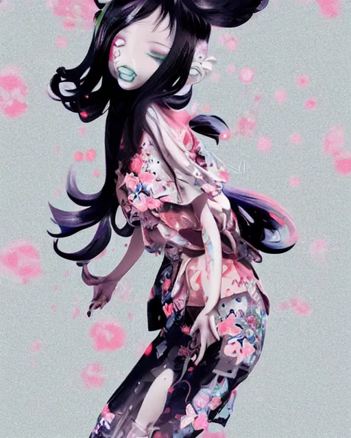 Image similar to james jean isolated vinyl figure harajuku magical girl character design, figure photography, dynamic pose, holographic undertones, glitter accents on figure, anime stylized, sharp focus, accurate fictional proportions, high delicate defined details, ethereal lighting