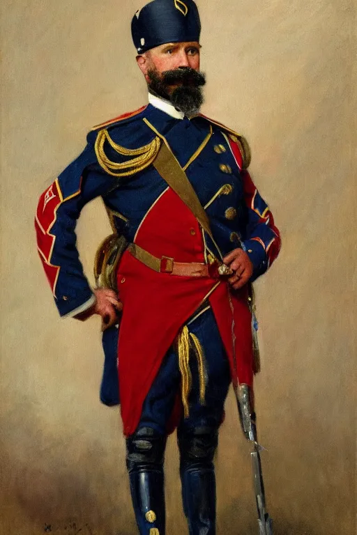 Prompt: full body portrait of the dictator of the washington wizards, 1 8 8 9, in full military garb, oil on canvas by william sidney mount, trending on artstation