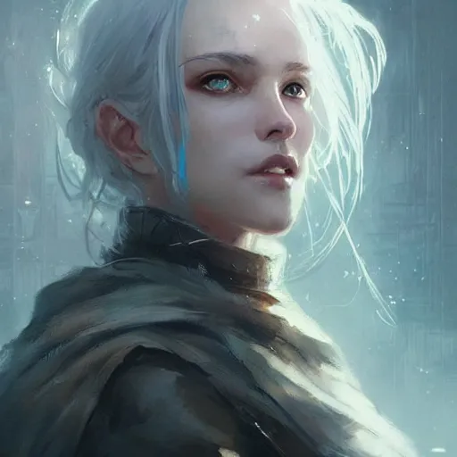 Prompt: a portrait of a beautiful lady with hopeful eyes, art of wlop and greg rutkowski, epic fantasy art, bright light masterpiece, ray of light through white hair