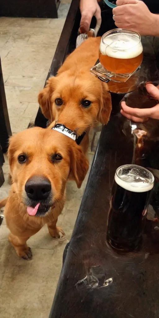 Image similar to dog drinks beer in the bar in germany