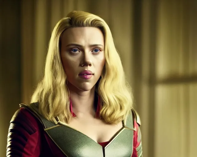 Image similar to portrait of scarlett johansson, in starfleet uniform, in a scene from the tv series vikings