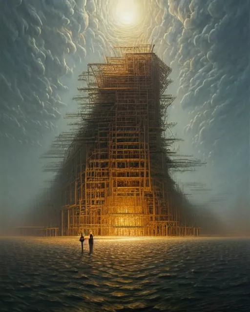 Image similar to a hyper - detailed 3 d render like a oil painting of the construction of a unified theory, surrealism!!!!! surreal concept art, lifelike, photorealistic, digital painting, aesthetic, smooth, sharp focus, artstation hd, by greg rutkowski, bruce pennington, valentina remenar and asher duran,