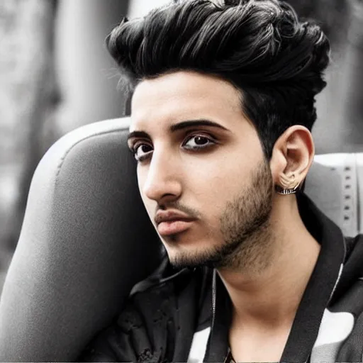 Image similar to “a realistic detailed photo of a guy who is an attractive humanoid who is half robot and half humanoid, who is a male android, singer Sebastian Yatra, shiny skin, posing like a statue, blank stare”