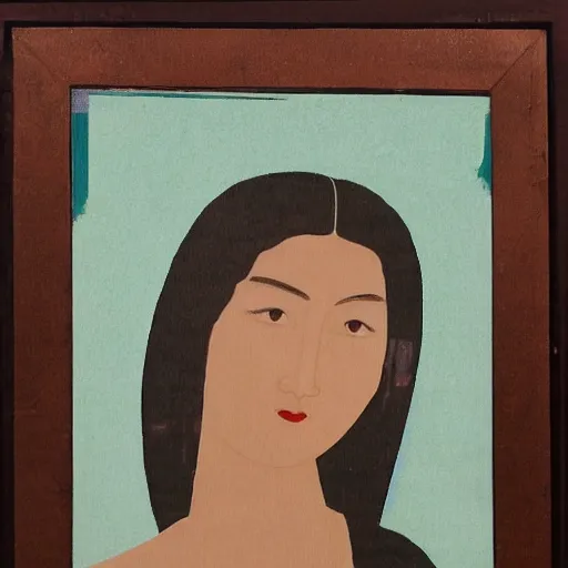 Image similar to portrait of asian looking girl in iconography style