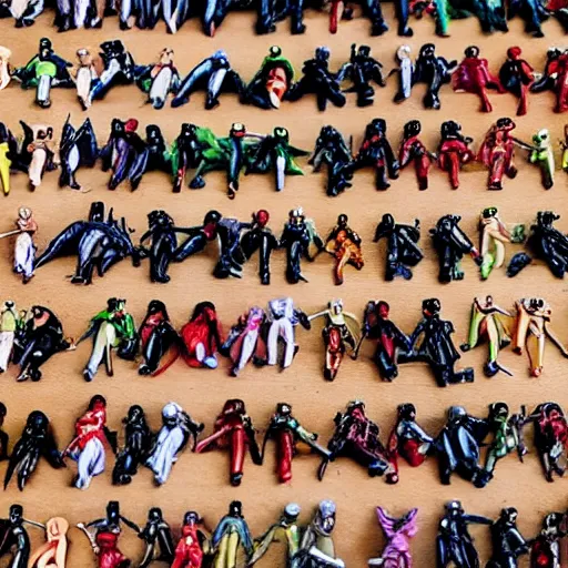 Image similar to extremely detailed photo of Buffy the Vampire Slayer action figures in a row on a table