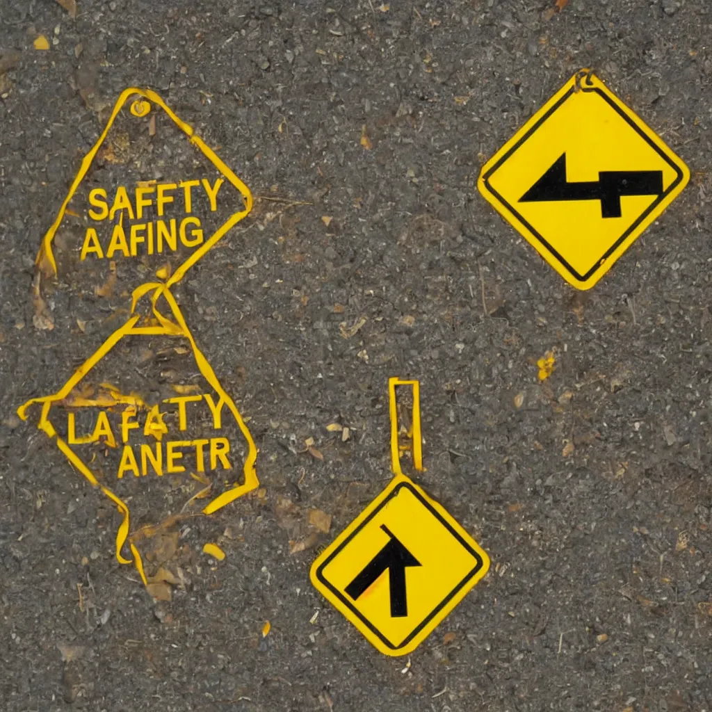 Prompt: safety sign, warning, workplace, danger, avoid