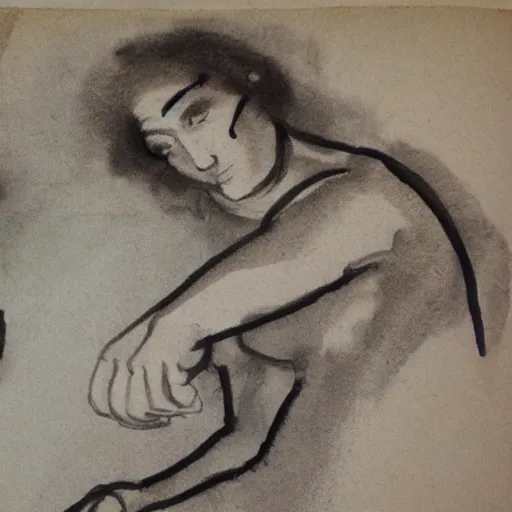 Image similar to ink water wash gesture drawing by an old master