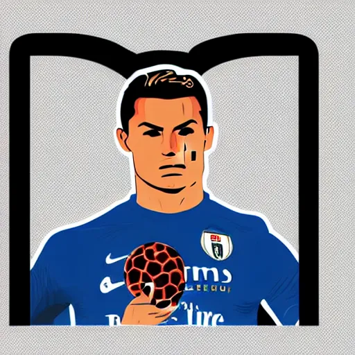 Prompt: cristiano ronaldo, ball, logo design, vetor