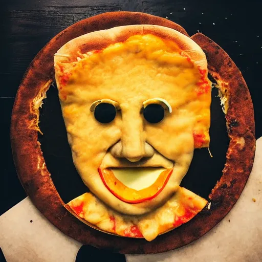 Prompt: a photo of a saul goodman face made of cheese in a pizza, food photo, professional food photo, iphone, 4 k