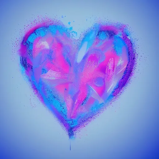 Prompt: a heart made of blue pink and purple in a digital art style, trending on art station, brush strokes, medium tones