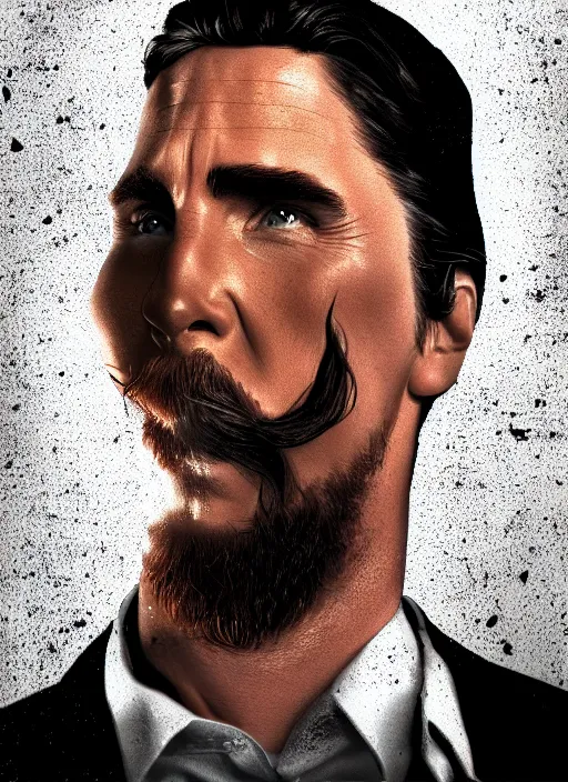 Image similar to Portrait of Christian Bale in the style of cartoon Tom and Jerry. 8k Resolution