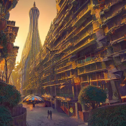 Image similar to art city 8 k cryengine render by android jones, antoni gaudi, rob gonsalves, syd mead